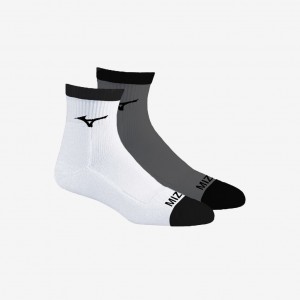 Mizuno QTR CREW FITTED SOCK (2-PACK) White | AU_MZN12971