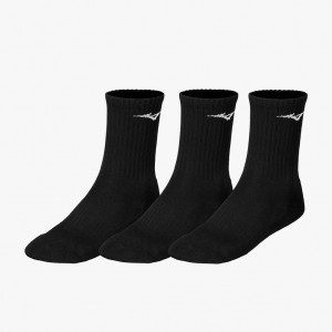 Mizuno TRAINING CREW SOCKS (3 PACK) Black | AU_MZN21979